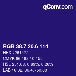 カラーコード: RGB 38.7 20.6 114 | qconv.com