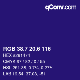 カラーコード: RGB 38.7 20.6 116 | qconv.com
