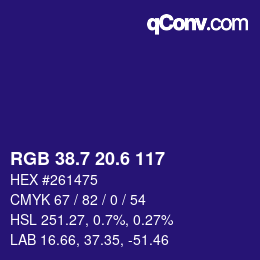 カラーコード: RGB 38.7 20.6 117 | qconv.com