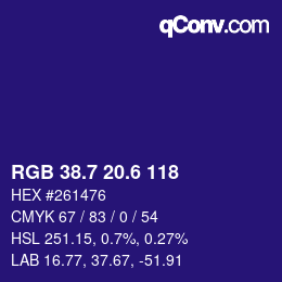カラーコード: RGB 38.7 20.6 118 | qconv.com