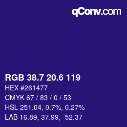 カラーコード: RGB 38.7 20.6 119 | qconv.com