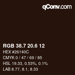 カラーコード: RGB 38.7 20.6 12 | qconv.com