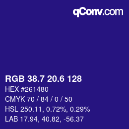 カラーコード: RGB 38.7 20.6 128 | qconv.com