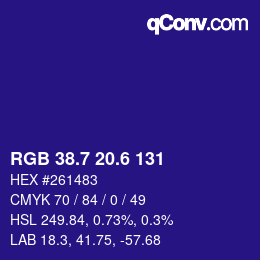カラーコード: RGB 38.7 20.6 131 | qconv.com