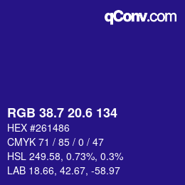 カラーコード: RGB 38.7 20.6 134 | qconv.com