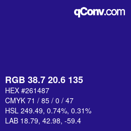 カラーコード: RGB 38.7 20.6 135 | qconv.com