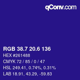 カラーコード: RGB 38.7 20.6 136 | qconv.com