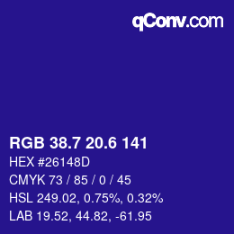 カラーコード: RGB 38.7 20.6 141 | qconv.com