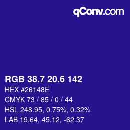 カラーコード: RGB 38.7 20.6 142 | qconv.com