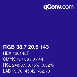 カラーコード: RGB 38.7 20.6 143 | qconv.com