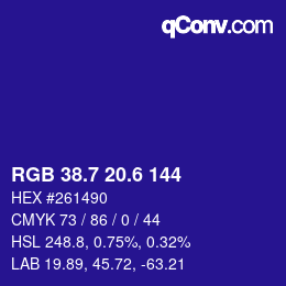 カラーコード: RGB 38.7 20.6 144 | qconv.com