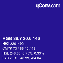 カラーコード: RGB 38.7 20.6 146 | qconv.com