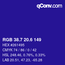 カラーコード: RGB 38.7 20.6 149 | qconv.com