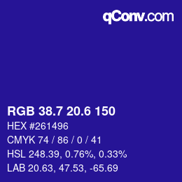 カラーコード: RGB 38.7 20.6 150 | qconv.com