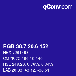 カラーコード: RGB 38.7 20.6 152 | qconv.com