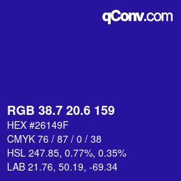 カラーコード: RGB 38.7 20.6 159 | qconv.com