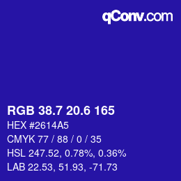 カラーコード: RGB 38.7 20.6 165 | qconv.com