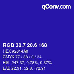 カラーコード: RGB 38.7 20.6 168 | qconv.com
