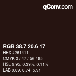 カラーコード: RGB 38.7 20.6 17 | qconv.com