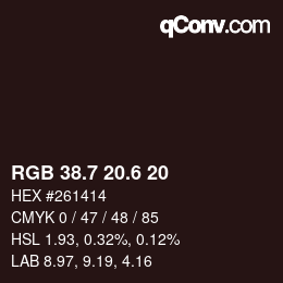 カラーコード: RGB 38.7 20.6 20 | qconv.com