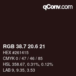 カラーコード: RGB 38.7 20.6 21 | qconv.com