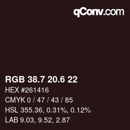 カラーコード: RGB 38.7 20.6 22 | qconv.com