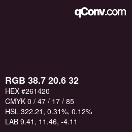 カラーコード: RGB 38.7 20.6 32 | qconv.com