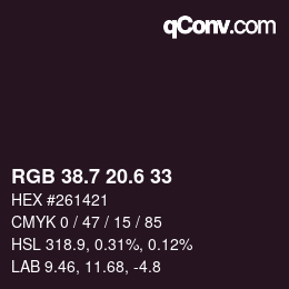 カラーコード: RGB 38.7 20.6 33 | qconv.com