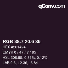 カラーコード: RGB 38.7 20.6 36 | qconv.com