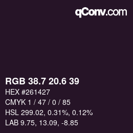 カラーコード: RGB 38.7 20.6 39 | qconv.com