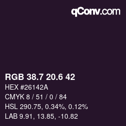 カラーコード: RGB 38.7 20.6 42 | qconv.com