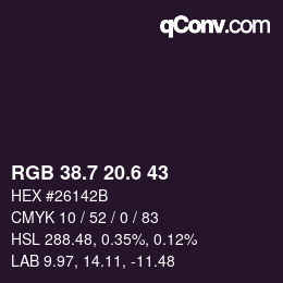 カラーコード: RGB 38.7 20.6 43 | qconv.com
