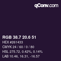 カラーコード: RGB 38.7 20.6 51 | qconv.com