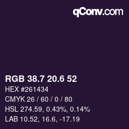 カラーコード: RGB 38.7 20.6 52 | qconv.com
