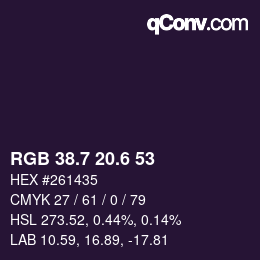 カラーコード: RGB 38.7 20.6 53 | qconv.com