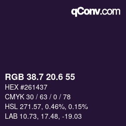 カラーコード: RGB 38.7 20.6 55 | qconv.com