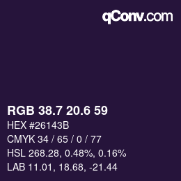 カラーコード: RGB 38.7 20.6 59 | qconv.com