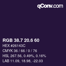 カラーコード: RGB 38.7 20.6 60 | qconv.com