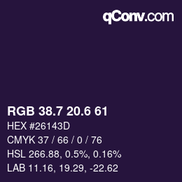 カラーコード: RGB 38.7 20.6 61 | qconv.com