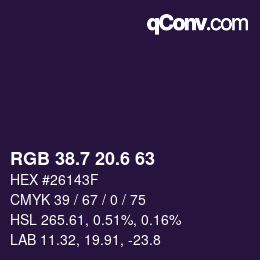 カラーコード: RGB 38.7 20.6 63 | qconv.com
