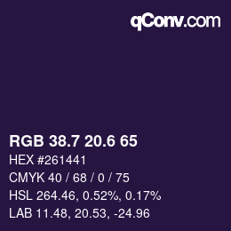 カラーコード: RGB 38.7 20.6 65 | qconv.com