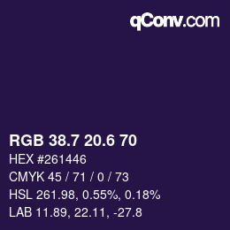カラーコード: RGB 38.7 20.6 70 | qconv.com