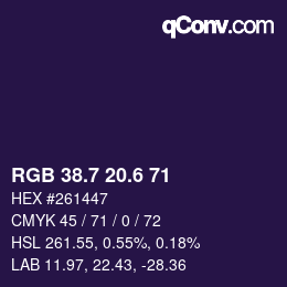 カラーコード: RGB 38.7 20.6 71 | qconv.com