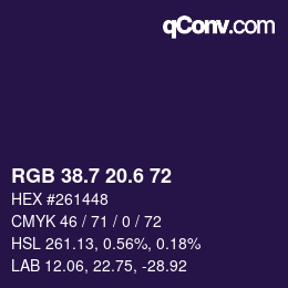 カラーコード: RGB 38.7 20.6 72 | qconv.com