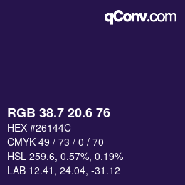 カラーコード: RGB 38.7 20.6 76 | qconv.com