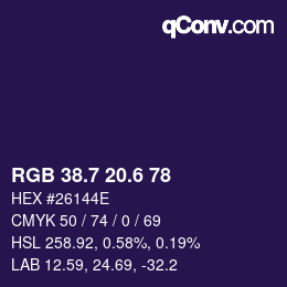 カラーコード: RGB 38.7 20.6 78 | qconv.com