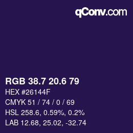 カラーコード: RGB 38.7 20.6 79 | qconv.com