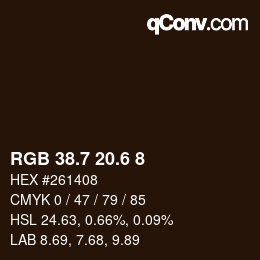 カラーコード: RGB 38.7 20.6 8 | qconv.com