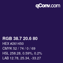 カラーコード: RGB 38.7 20.6 80 | qconv.com