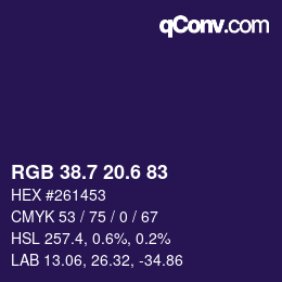 カラーコード: RGB 38.7 20.6 83 | qconv.com